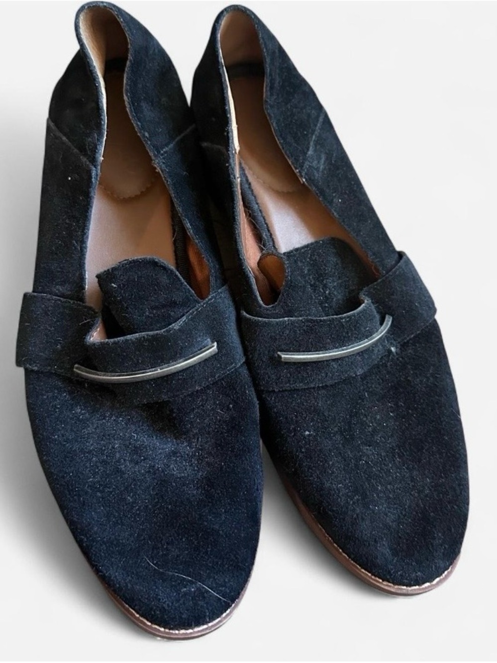 Franco Sarto Black Suede Slip-On Loafers